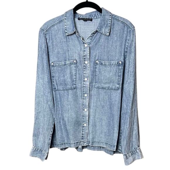 Jane and Delancey Lyocell Chambray Button Down Long Sleeve Shirt - S - Picture 1 of 9